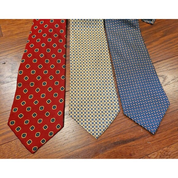 Lot of 4 Vtg Polo Ralph Lauren Silk Tie Hand Made USA Yellow Red Dark Blue Navy - Picture 15 of 16